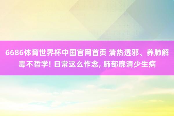 6686体育世界杯中国官网首页 清热透邪、养肺解毒不哲学! 日常这么作念, 肺部廓清少生病