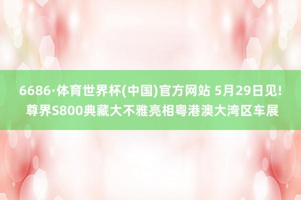 6686·体育世界杯(中国)官方网站 5月29日见! 尊界S800典藏大不雅亮相粤港澳大湾区车展