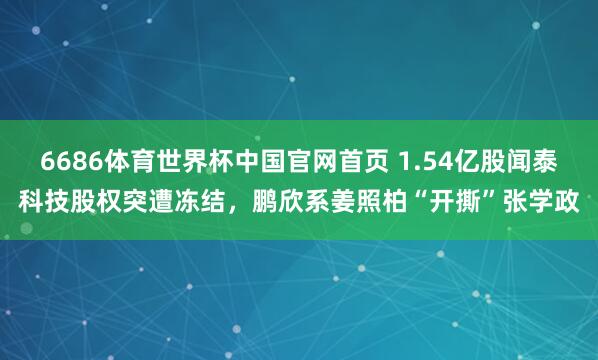6686体育世界杯中国官网首页 1.54亿股闻泰科技股权突遭冻结，鹏欣系姜照柏“开撕”张学政