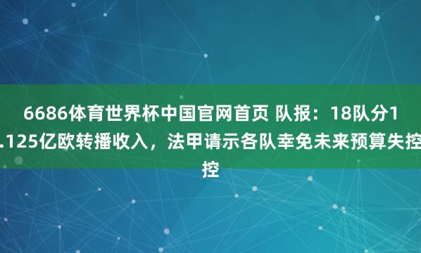 6686体育世界杯中国官网首页 队报：18队分1.125亿欧转播收入，法甲请示各队幸免未来预算失控