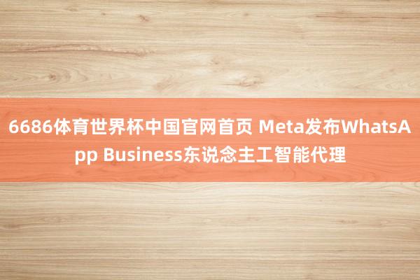 6686体育世界杯中国官网首页 Meta发布WhatsApp Business东说念主工智能代理
