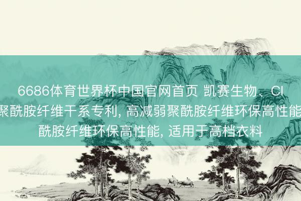 6686体育世界杯中国官网首页 凯赛生物、CIBT好意思国得到聚酰胺纤维干系专利， 高减弱聚酰胺纤维环保高性能， 适用于高档衣料