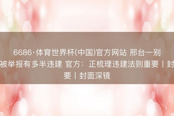 6686·体育世界杯(中国)官方网站 邢台一别墅小区被举报有多半违建 官方：正梳理违建法则重要丨封面深镜